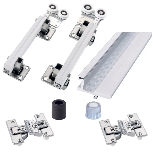 New Single Folding Wardrobe Closet Frameless Glass Door Cabinet Wooden Sliding Screen Door Wheel Roller No Bottom Track