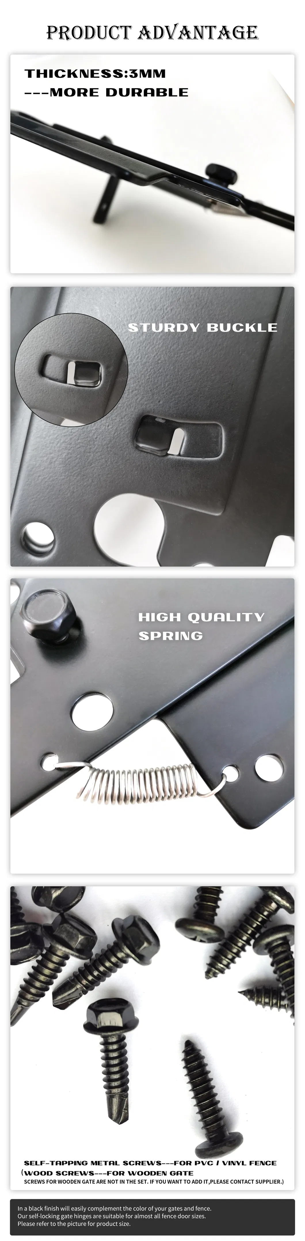 Fence Self-Locking Black Steel Automatic Gravity Lever Wood Fence Gate Latches