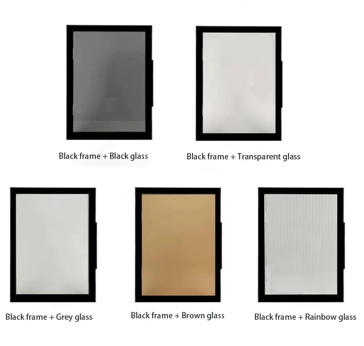 Black Metal Frame Door with Glass for Cabinet Closet Element Design Oak Furniture Rustic Tall Aluminum Profile for Wardrobe Hinged Swing Rebound Double Doors