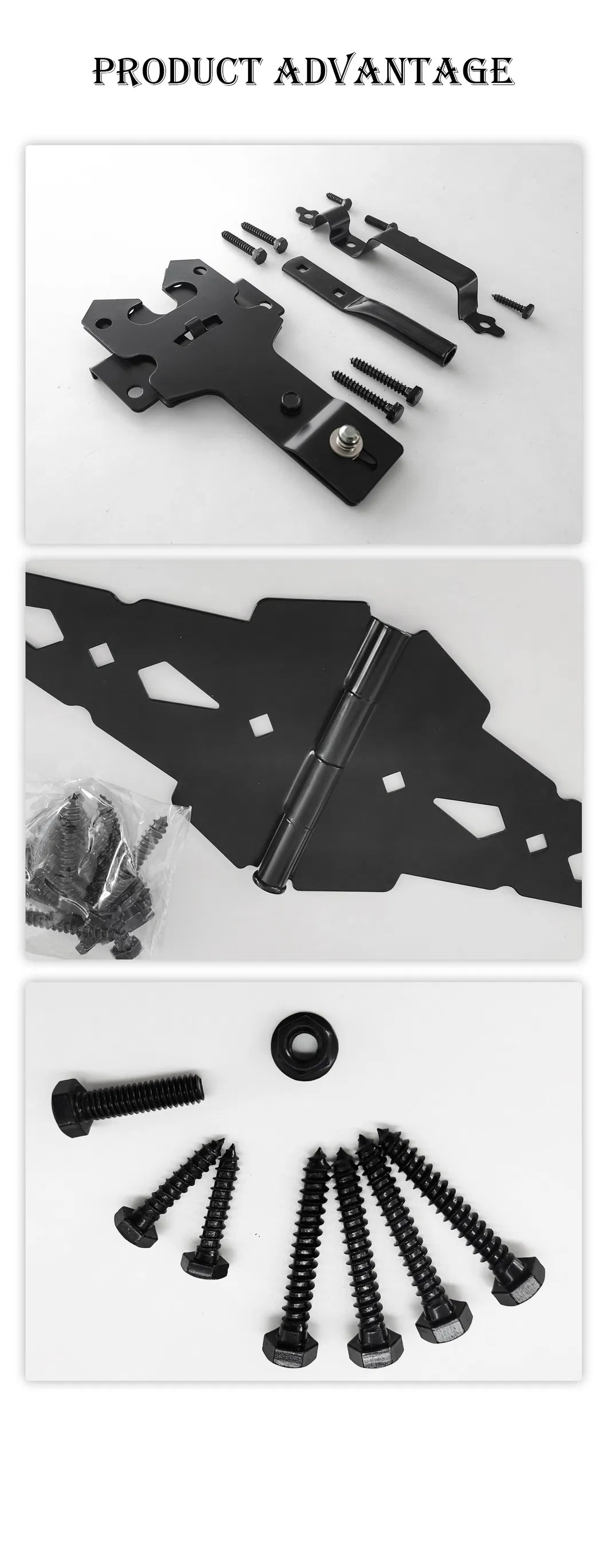 Gate Hinge Gate Latch Metal Black Wood Fence Hardware