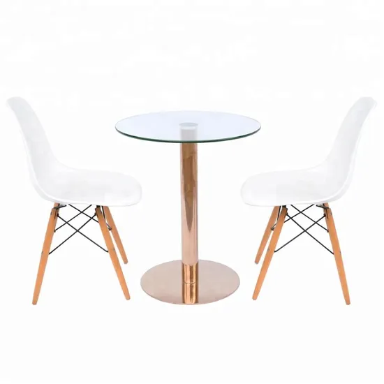 Stable Glastisch Edelstahl Round Glass Top Single Leg Dining Cafe Table Base