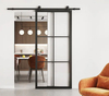 Carbon Steel 6 Lites Black Steel Frame Glass Sliding Barn Door Leaf