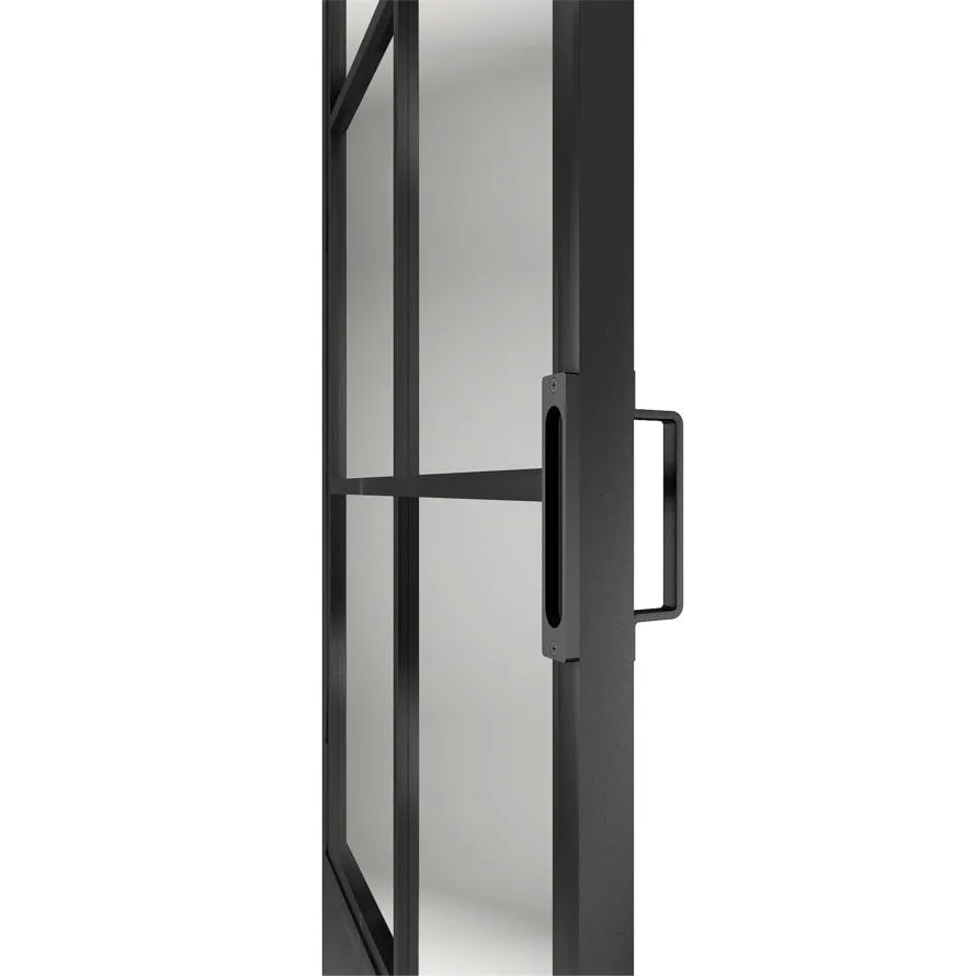 Glass Sliding Barn Door Paneled Frosted Glass Carbon Steel Frame Sliding Closet