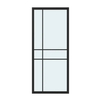 Modern Black Steel Frame Glass Sliding Barn Door for Interior Use