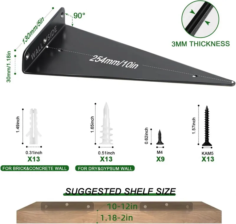 Black Triangle Brackets for Shelves Floating Shelf Hardware Hidden Decorative Shelf Bracket