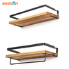 2 with Rails Decorative Storage Elegant Matte Black Metal Brackets