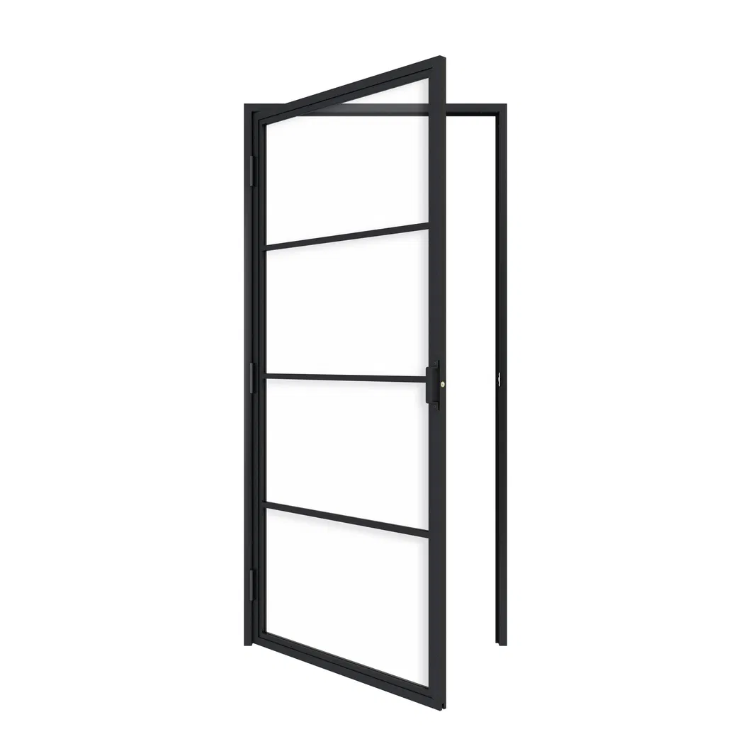 Fashion Steel Framed Swing Glass Door with Door Lock