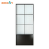 Modern Black Steel Frame Glass Barn Door, Interior Sliding Door