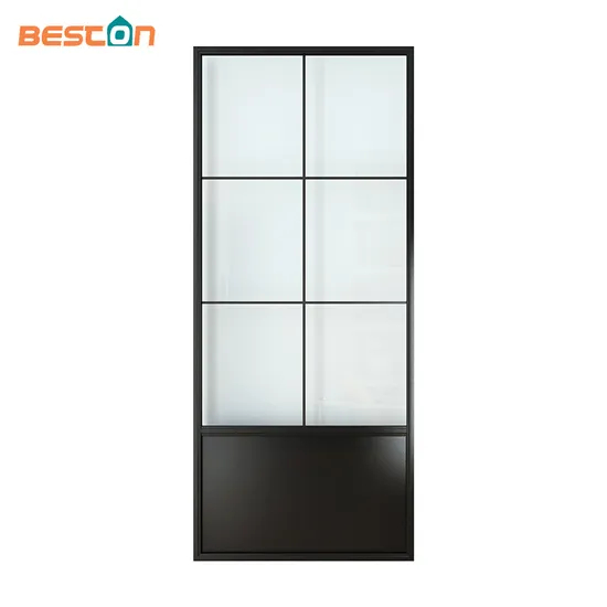 Modern Black Steel Frame Glass Barn Door, Interior Sliding Door