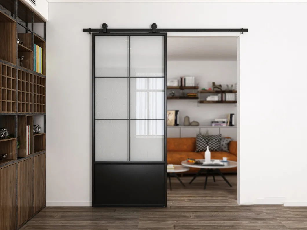 Interior Knocked-Down Sliding Steel Frame Glass Door Metal Sliding Door System