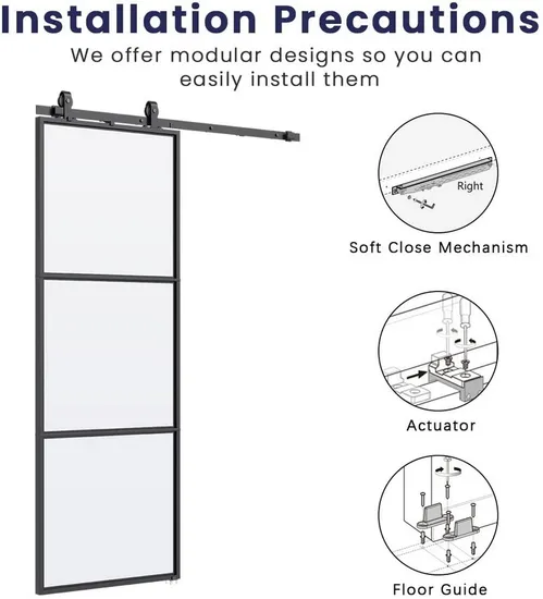 Mechanism Interior Mount Barn Door Hardware Kit Glass Sliding Barn Door