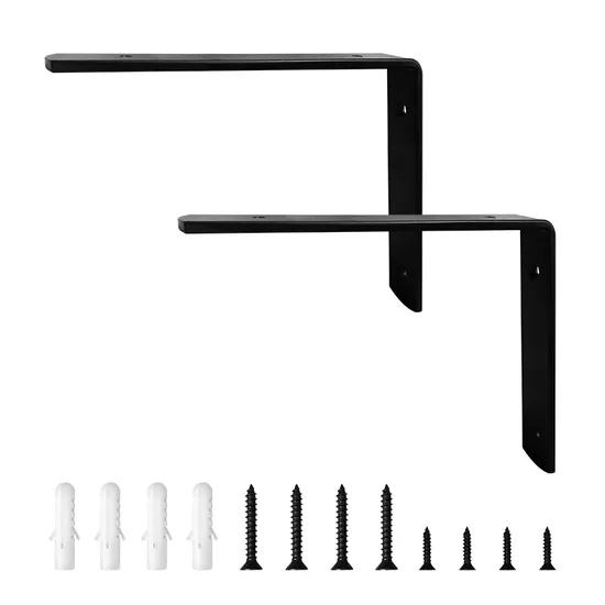 Extra Thick Rustic Black Iron Wall Mounted Rustic Iron L Brackets