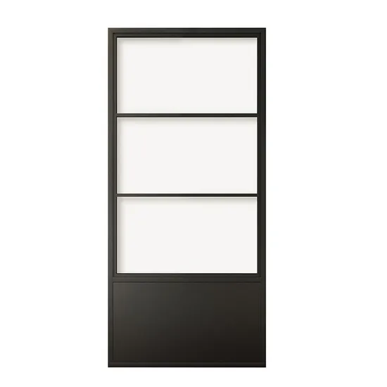 Black Powder Coated Sliding Glass Door with Steel Frame and Skirt Board