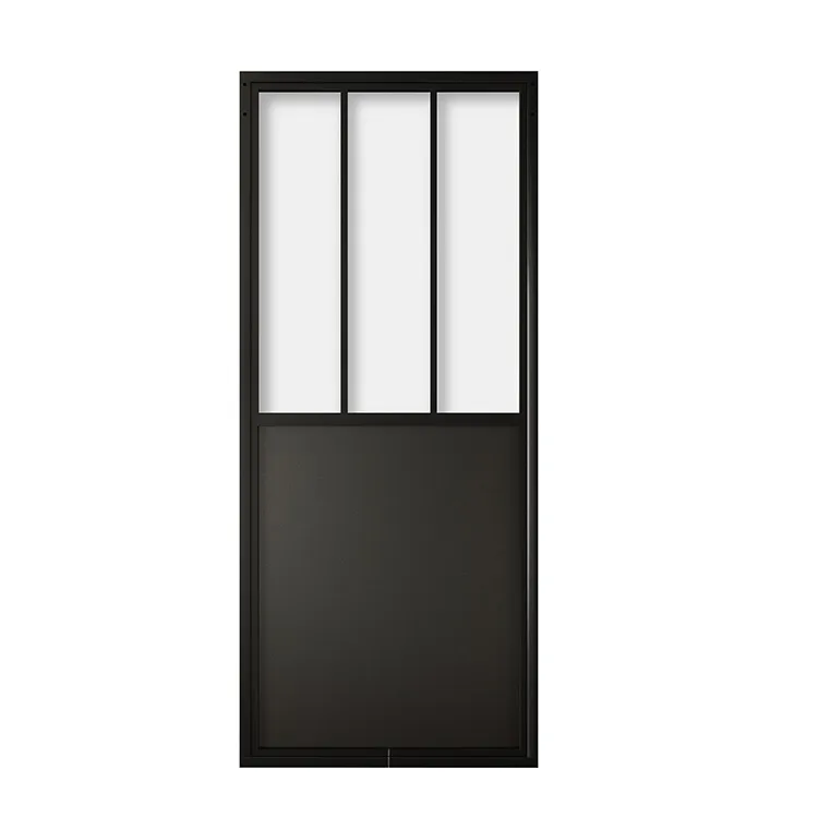 Black Powder Coated Sliding Glass Door with Steel Frame and Skirt Board