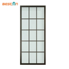 French Style 15 Lites Steel Frame Glass Barn Door with Hardware