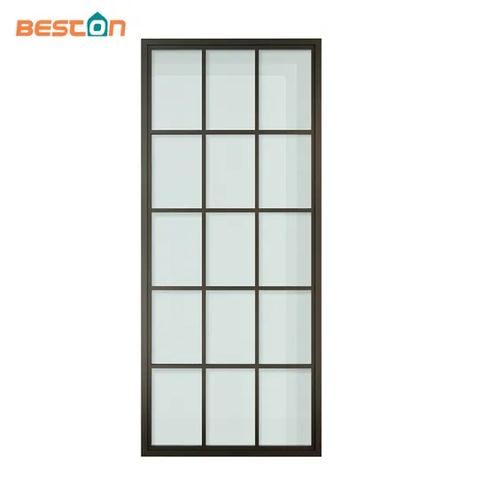 French Style 15 Lites Steel Frame Glass Barn Door with Hardware