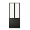 French Style Black Steel Frame Clear Glass Barn Door with Kickplate