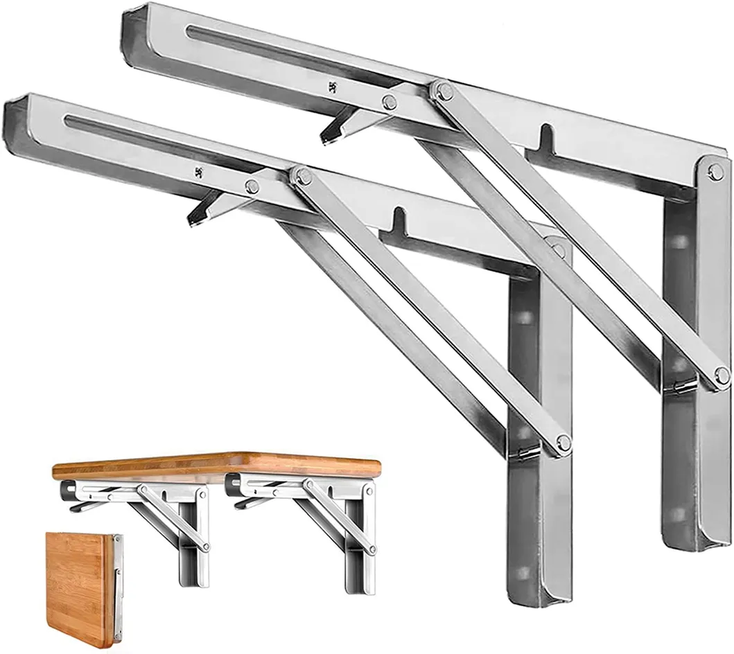 Metal Triangle Table Bench 14/16 Inch Shelf Brackets Stainless Folding Bracket