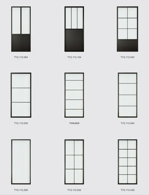 Black Metal Frame Clear Tempered Sliding Glass Partition Door with Hardware Kit