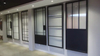 Black Metal Frame Clear Tempered Sliding Glass Partition Door with Hardware Kit