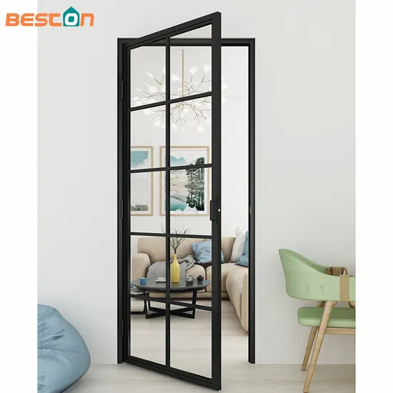 Loft French Style Black Steel Frame Swing Glass Hinge Door