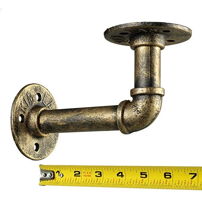 Solid Iron Gold Bronze Pipe Shelving Hangers and Brackets