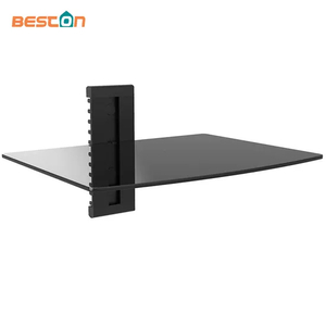 Glass TV Stand Wall Mounted Computer Screen Caddy Top Adjustable TV Shelf