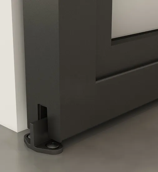 Black Carbon Steel Frame Glass Sliding Barn Door Leaf