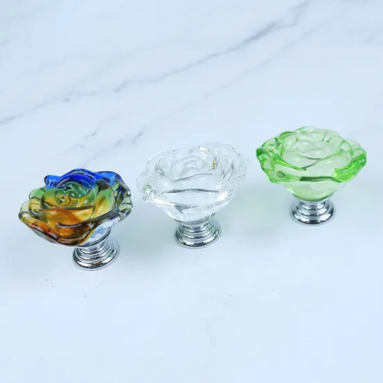 Rose Shape Kitchen Knob Lever Rhinestone Colorful Handles Crystal Cabinet Knob Handle