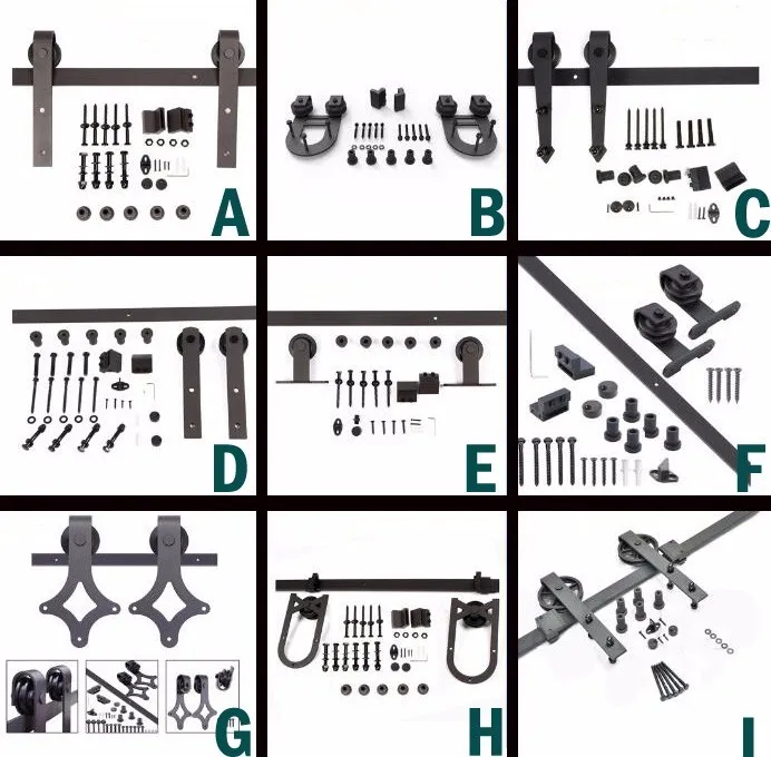 Customized Classic Carbon Steel Sliding Barn Door Hardware Kit