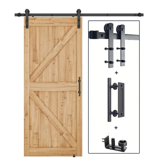 Carbon Steel Rustic Sliding Barn Door Hardware Kits for Interior