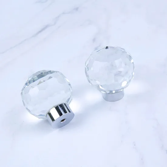 Plane Fillister Head Cupboard Door Handles with Crystals Knobs Glass Cabinet Handles
