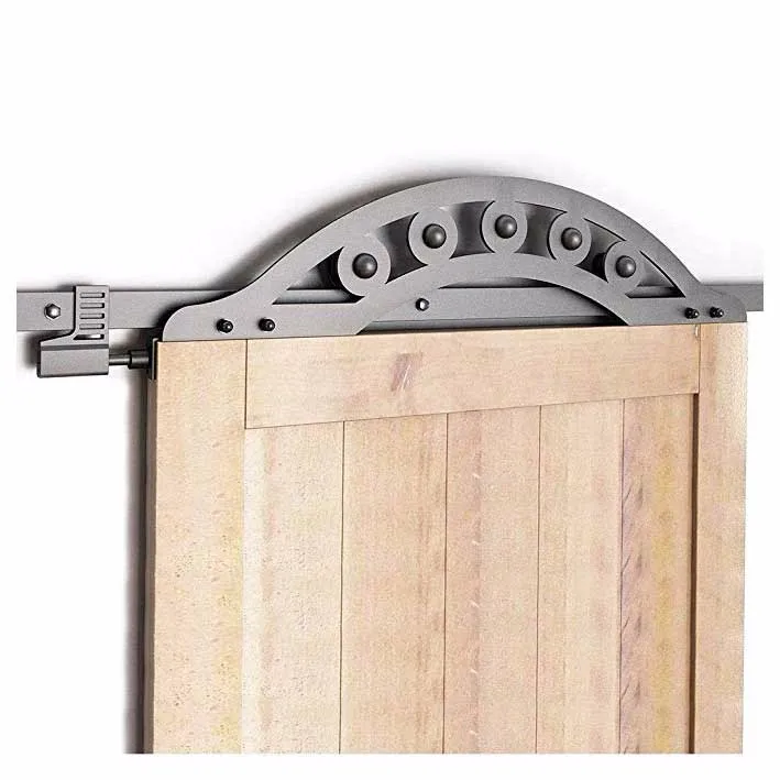 One Piece Wrought Iron Fan-Shaped Royal Roller Sliding Barn Door Hardware