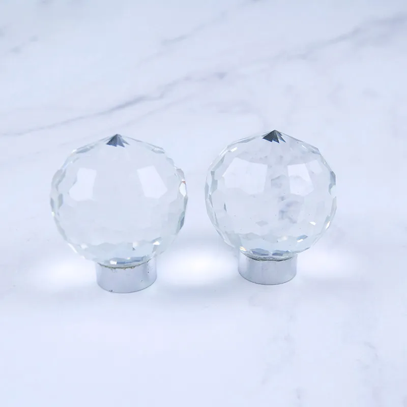 Plane Fillister Head Cupboard Door Handles with Crystals Knobs Glass Cabinet Handles