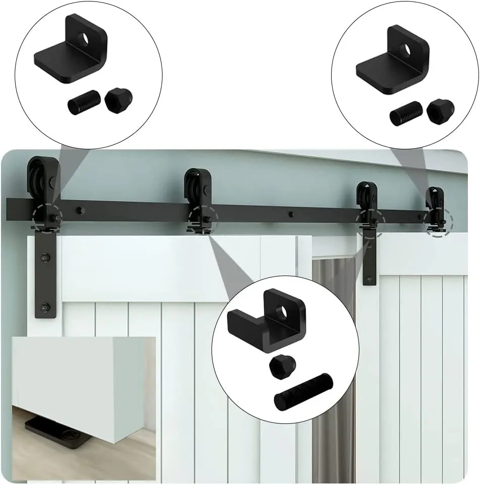 Bi-Folding Sliding Barn Door Hardware Closet Rail Roller Accessory Hardware Kits