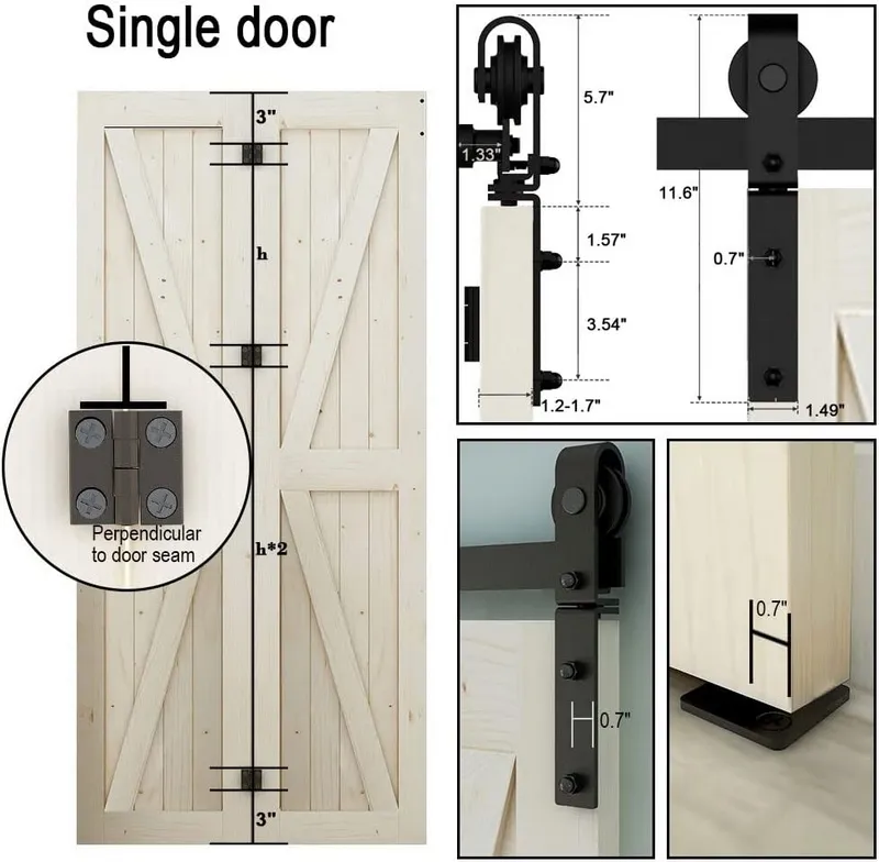 Single Bi Fold Sliding Barn Door Hardware Kit
