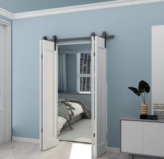 Mounted Black Roller Bifold Door Barn Style Bi Folding Barn Door Kit