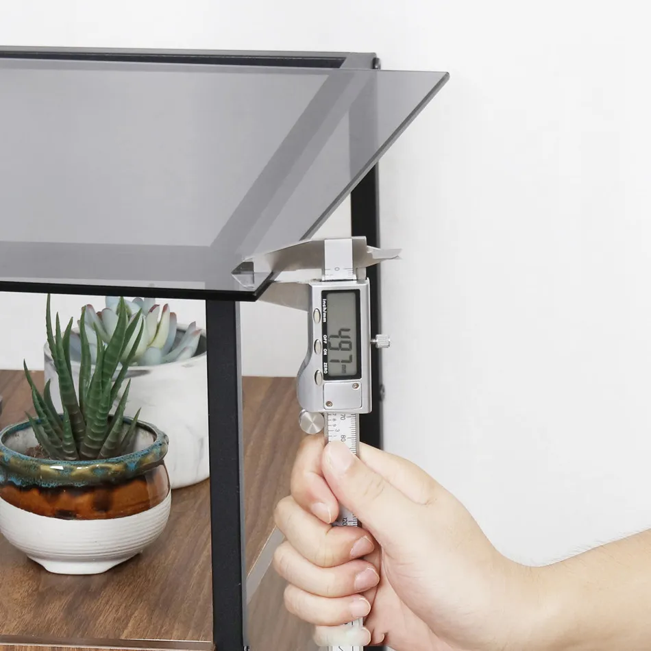 2 Layer Tempered Glass Coffee Table Square Nightstand Sofa End Bedside Table