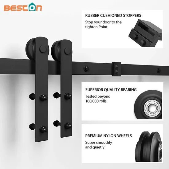 6.6FT in 5 Tracks Firmness Sliding Barn Door Basic Sliding Track Hardware Kit