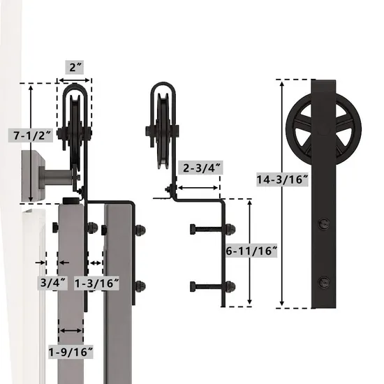 10FT Heavy Duty Single Track Bypass Big Spoke Wheel Sliding Barn Door Hardware