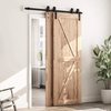 Modern Black Color Bypass Sliding Barn Door Hardware Kit for Double Door