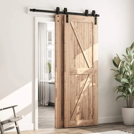 Modern Black Color Bypass Sliding Barn Door Hardware Kit for Double Door