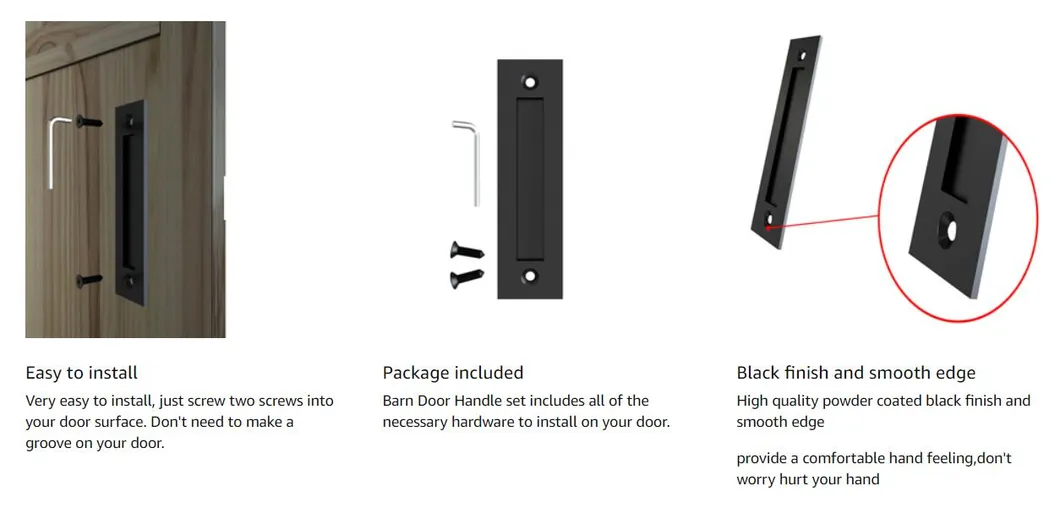 Matte Black Sliding Barn Door Handle Modern Simple Finger Flush Pull Handle