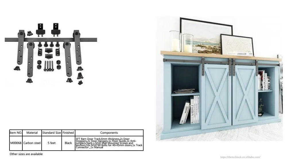 6.6FT Barn Door Track Wooden Sliding Door Hardware Kit