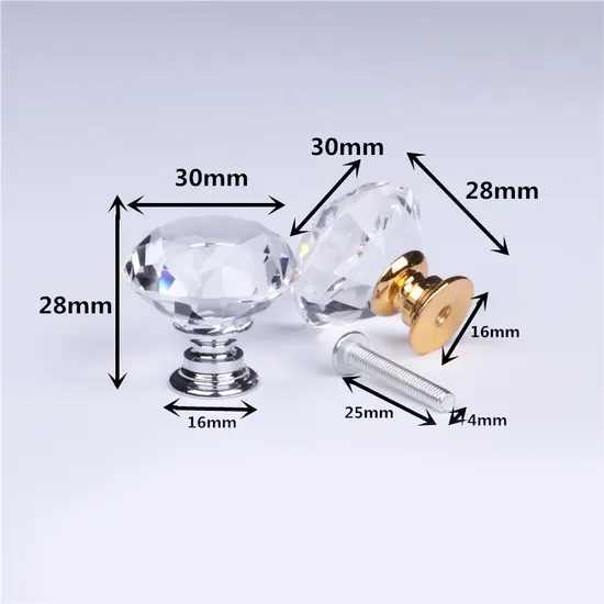 Zamak Diamonds Cabinet Door Knobs Luxury Crystal Glass Drawer Pull Knob