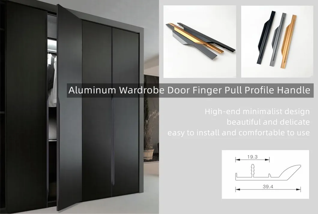 Aluminum Wardrobe Door Finger Pull Profile Handle Furniture Handles