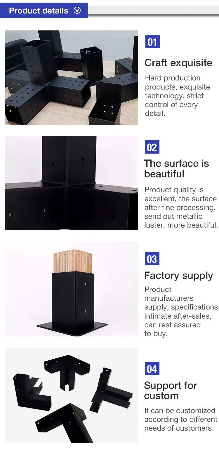 4X4 Ss 3-Way Right Corner Pergola Bracket with 4 Flange Anchors