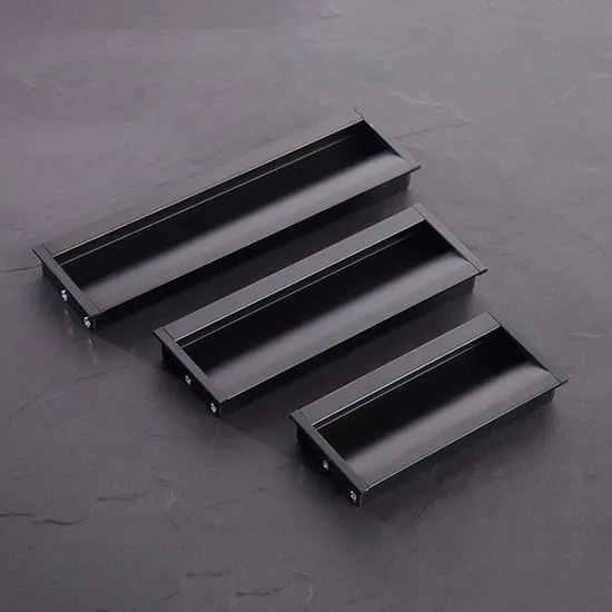 Recessed Cabinet Handles Aluminum Bedroom Kitchen Matt Black Pull Handle