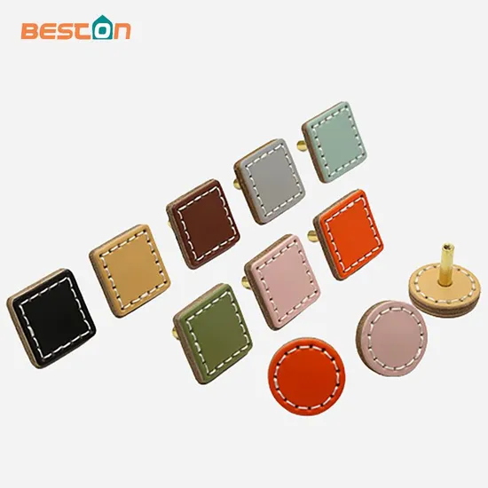 Leather Round Drawer Handles Cabinet Pulls Bedroom Small Colorful Square Furniture Knob