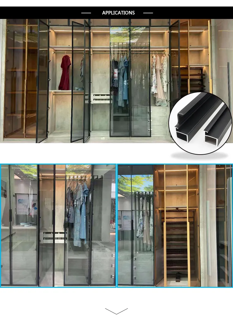 Aluminum Frame Glass Swing Door for Walk in Closet